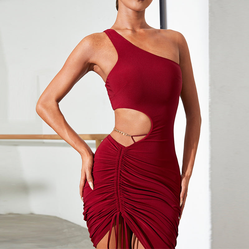 Z Women's Milk Silk Off Shoulder Backless Latin Dance Dress Dance Wear
