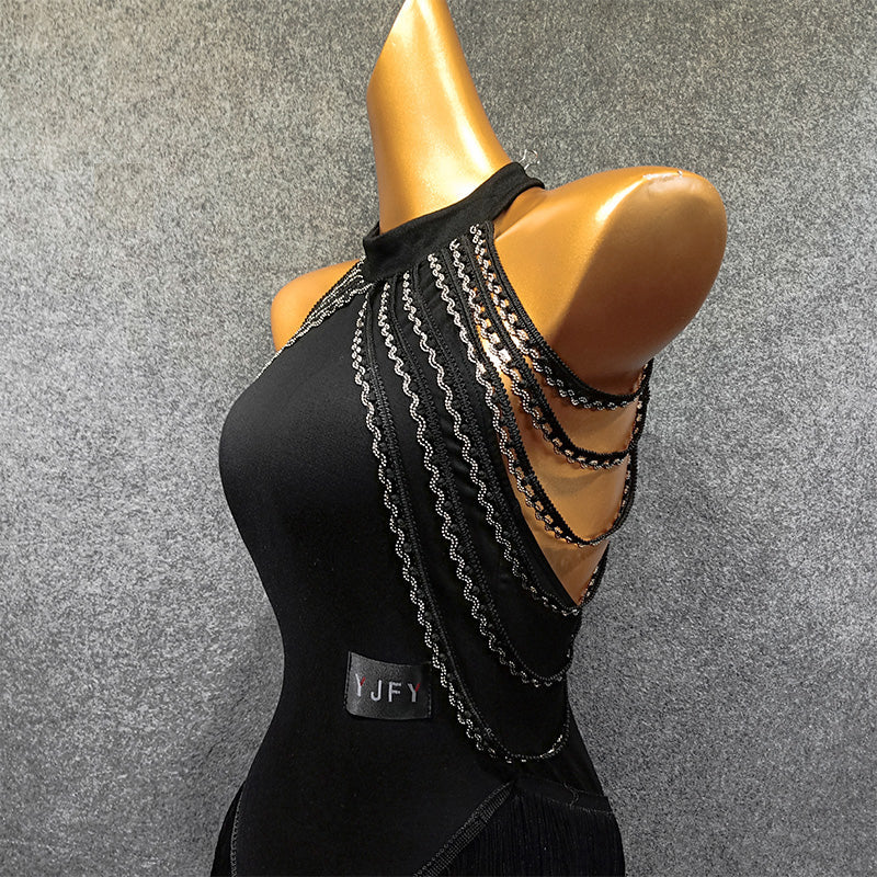 Women's Spandex Splicing Tassel Dance Dress Dance Wear Training Performance Dress