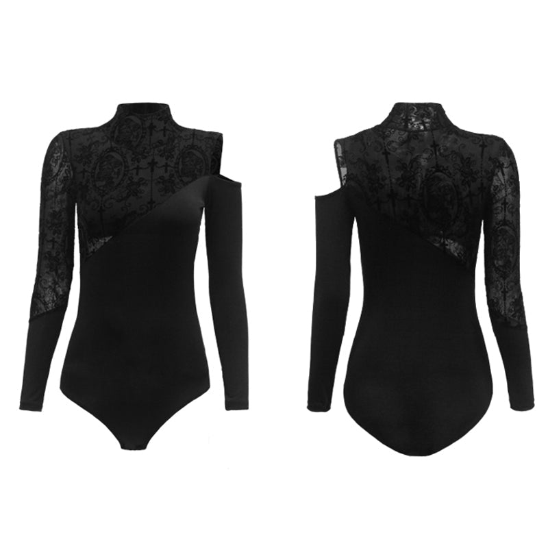 CONNY Women's Mesh Leopard Latin Dance Top Long Sleeve Dance Bodysuit Dance Wear
