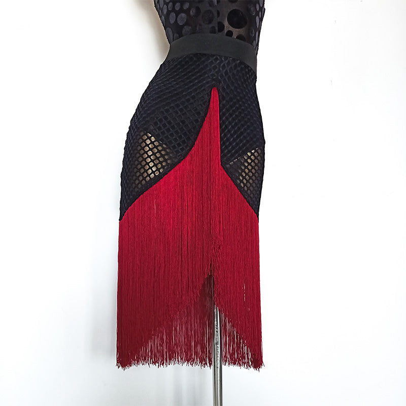 Women's Milk Silk Tassel Dance Skirt Training Performance Dancewear