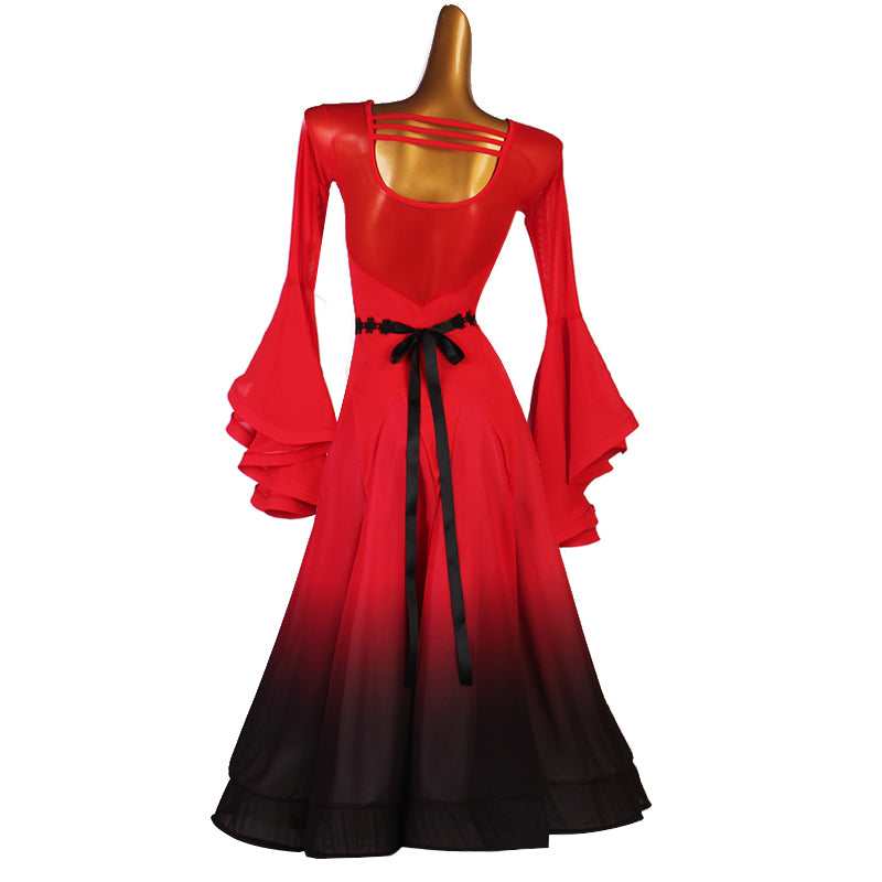 Customisable-Women's Horn Sleeve Modern Dance Performance Dress Ballroom Dance Dress