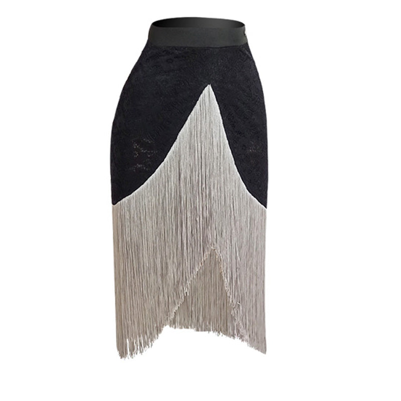 Women's Milk Silk Tassel Dance Skirt Training Performance Dancewear