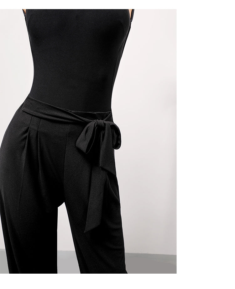 Z Women's Strap Stretch Straight Pants Latin Dance Wear Training Performance Pants