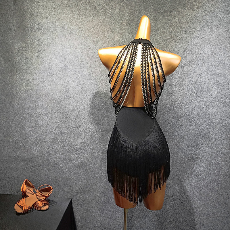 Women's Spandex Splicing Tassel Dance Dress Dance Wear Training Performance Dress