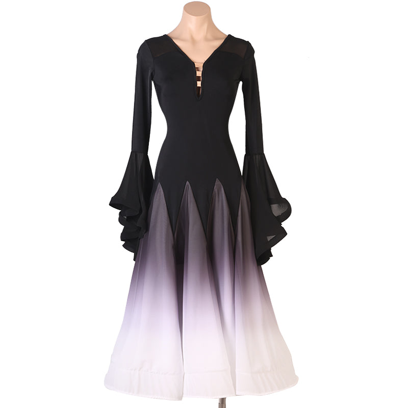 Customisable-Women's Horn Sleeve Modern Dance Performance Dress Ballroom Dance Dress
