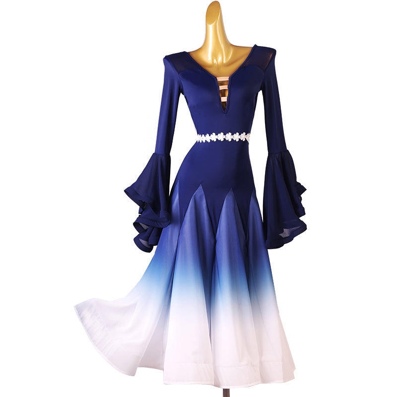 Customisable-Women's Horn Sleeve Modern Dance Performance Dress Ballroom Dance Dress