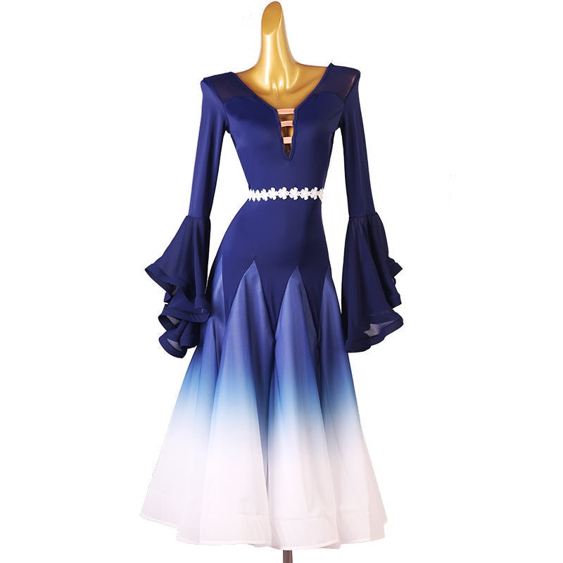 Customisable-Women's Horn Sleeve Modern Dance Performance Dress Ballroom Dance Dress