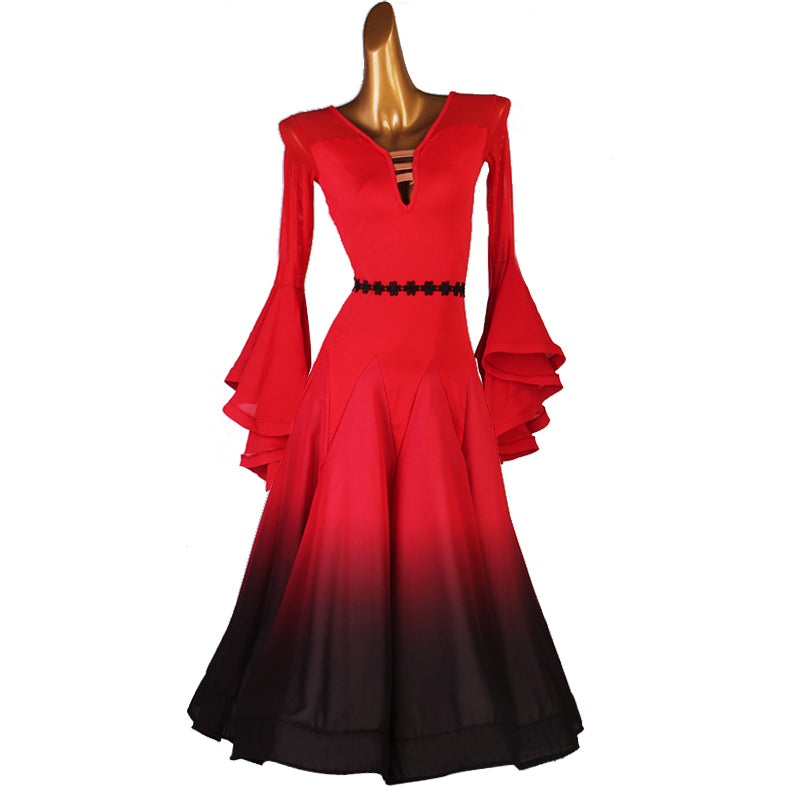 Customisable-Women's Horn Sleeve Modern Dance Performance Dress Ballroom Dance Dress