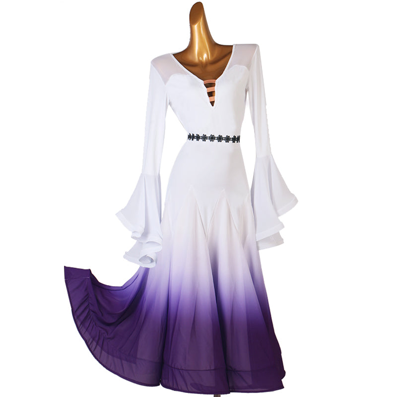 Customisable-Women's Horn Sleeve Modern Dance Performance Dress Ballroom Dance Dress
