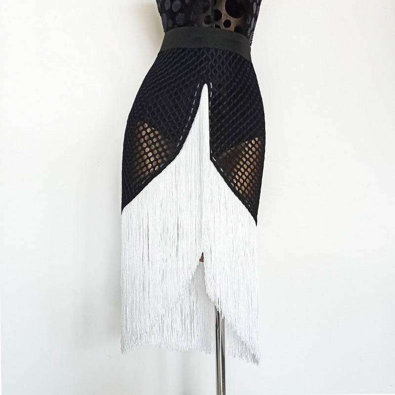 Women's Milk Silk Tassel Dance Skirt Training Performance Dancewear