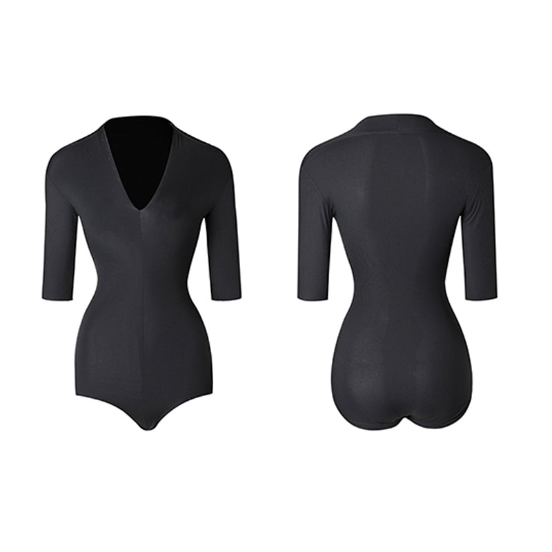 Z Women's Milk Silk Half Sleeve Latin Dance Bodysuit Dance Wear