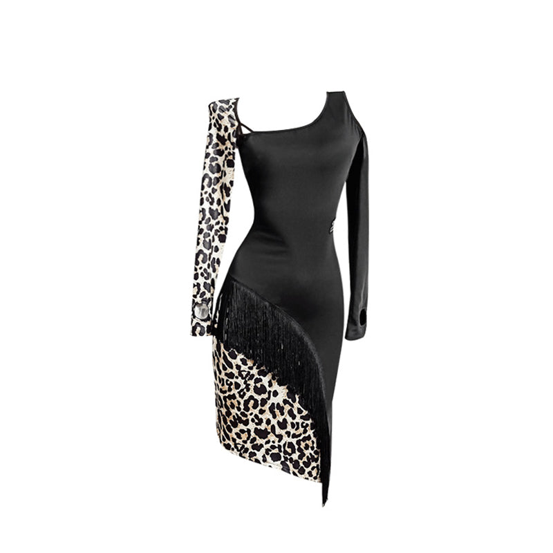 Women's Milk Silk Fabric Splicing Latin Dance Dress Dance Wear Training Performance Dress