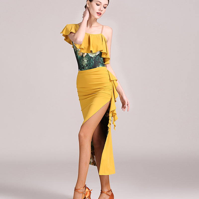 Women's Asymmetrical Latin Dance Skirts Dance Wear Training Performance Skirts (Skirt only)
