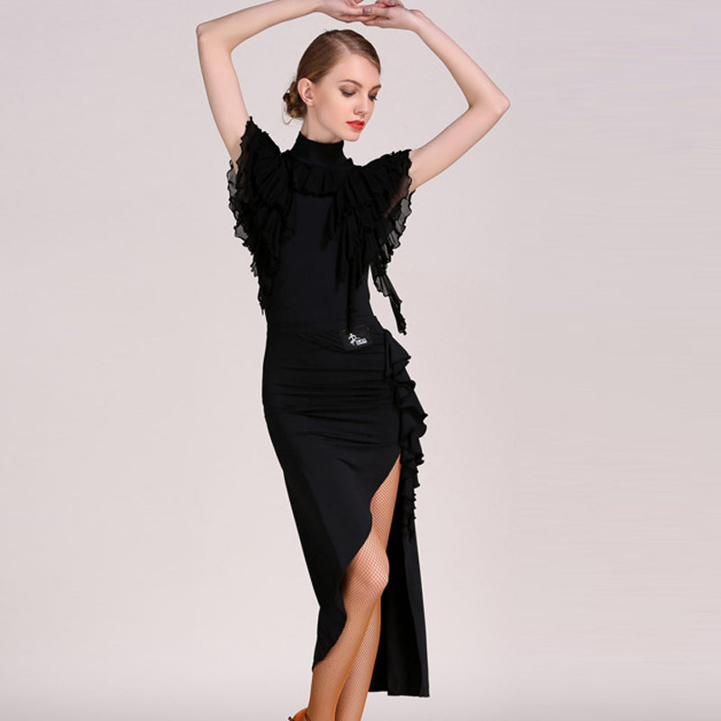 Women's Short Sleeve Ruffle Latin Dance Tops Dance Bodysuit Dance Wear