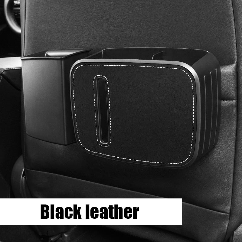 Premium Leather Car Organizer With Trash Can - Detachable