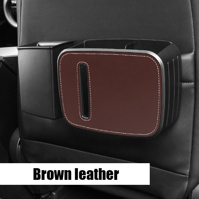 Premium Leather Car Organizer With Trash Can - Detachable
