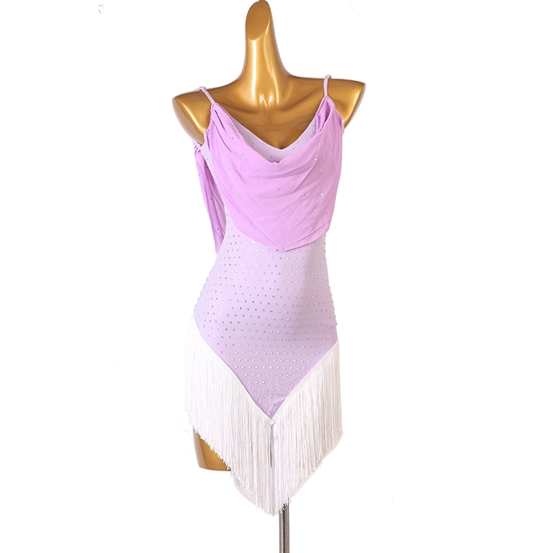 Customisable-Women's Spaghetti Strap Sleeveless Performance Latin Dance Dress Dance Wear