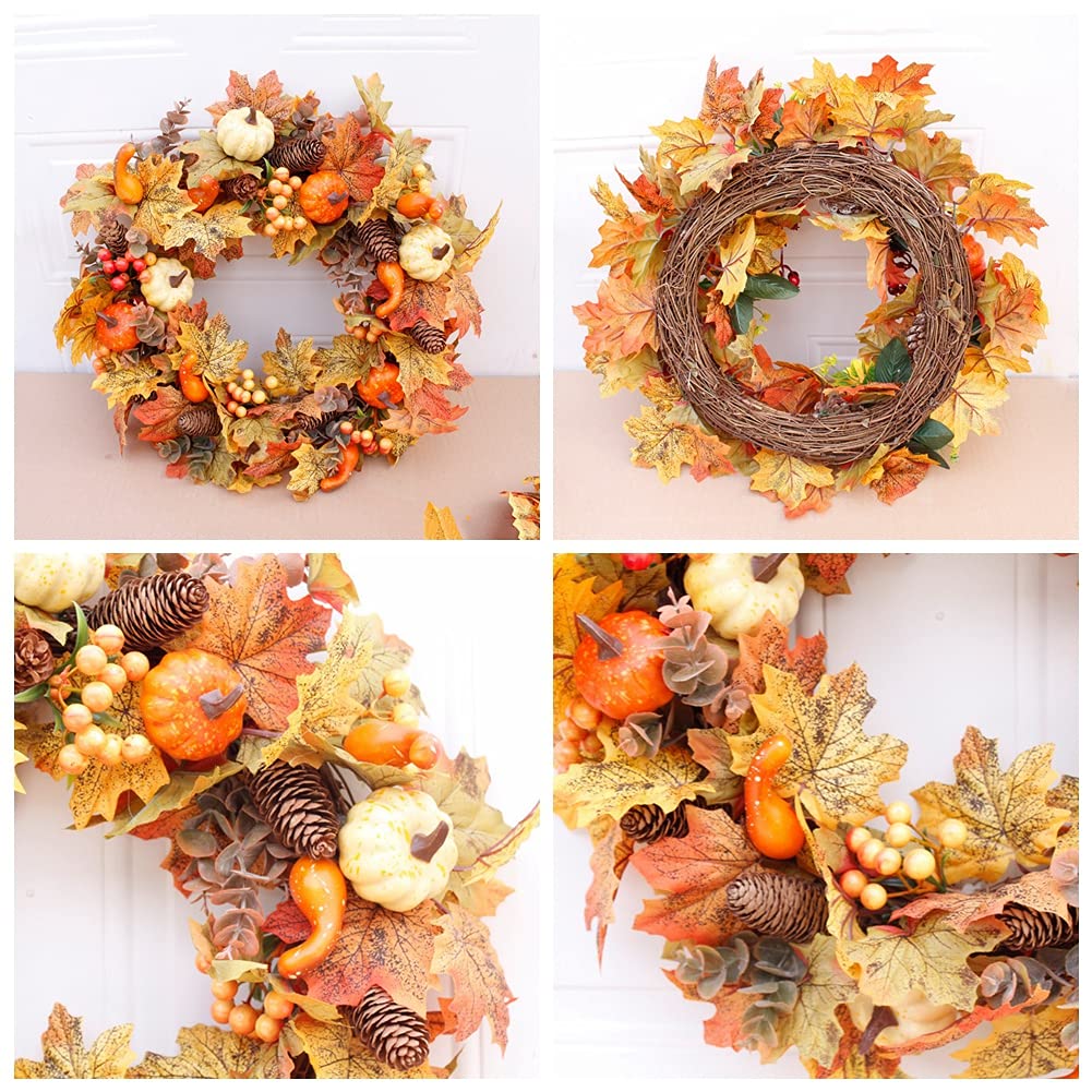 20 in. Pumpkins, Pine Cones and Berries Fall Artificial Wreath