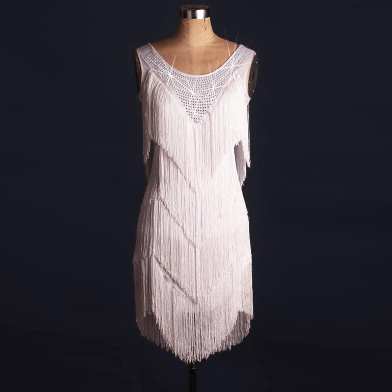 Customisable-Spandex Tassel Crystals Latin Dance Dress Competition Dress Performance Dress