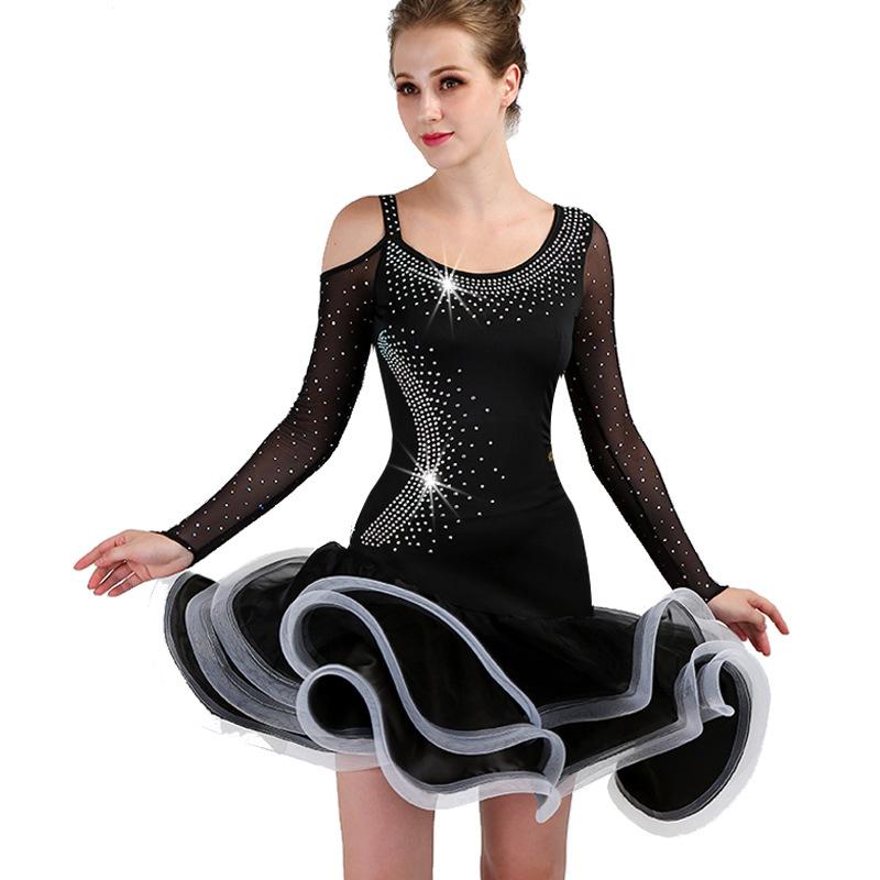 Customisable-Sexy Yarn Sleeve Latin Dance Dress Competition Dress Performance Dress