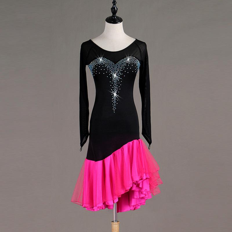 Customisable-Spandex Crystals Latin Dance Dress Competition Dress Performance Dress