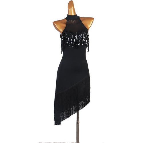 Customisable-Chinlon Luxury sequined Latin Dance Dress Competition Performance Dress