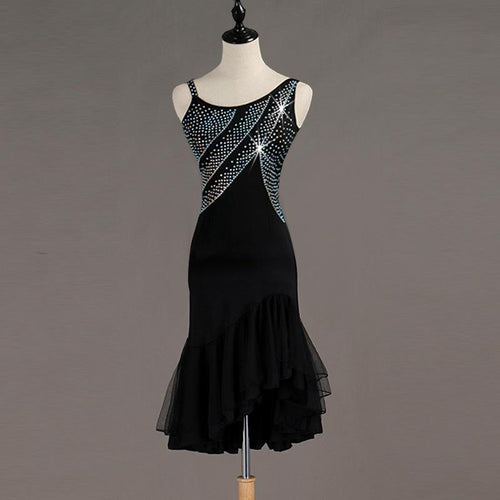 Customisable- Crystals Latin Dance Dress Competition Dress Performance Dress