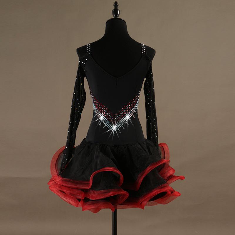 Customisable-Spandex Crystals Latin Dance Dress Competition Dress Performance Dress