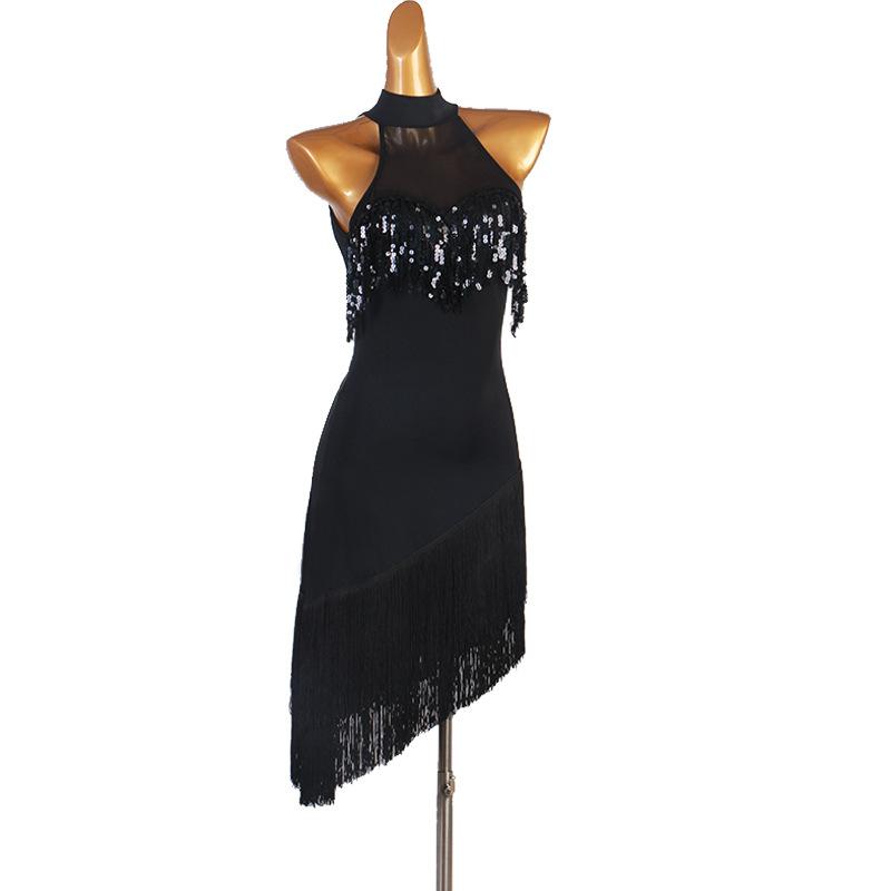 Customisable-Chinlon Luxury sequined Latin Dance Dress Competition Performance Dress