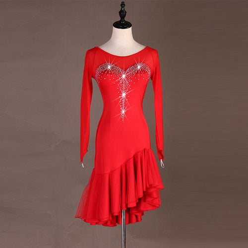 Customisable-Spandex Crystals Latin Dance Dress Competition Dress Performance Dress