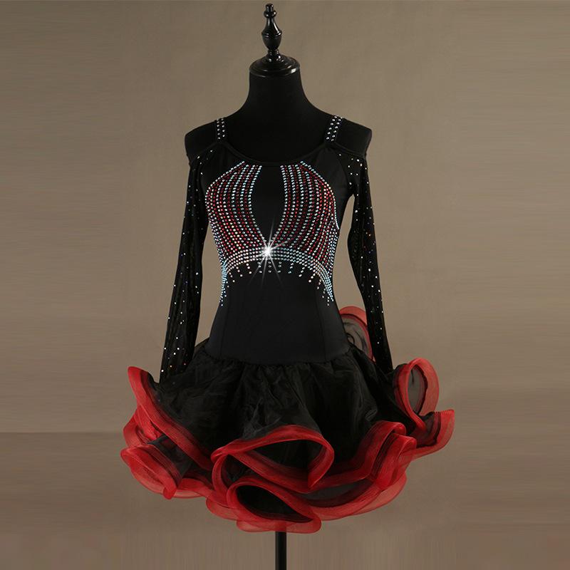 Customisable-Spandex Crystals Latin Dance Dress Competition Dress Performance Dress