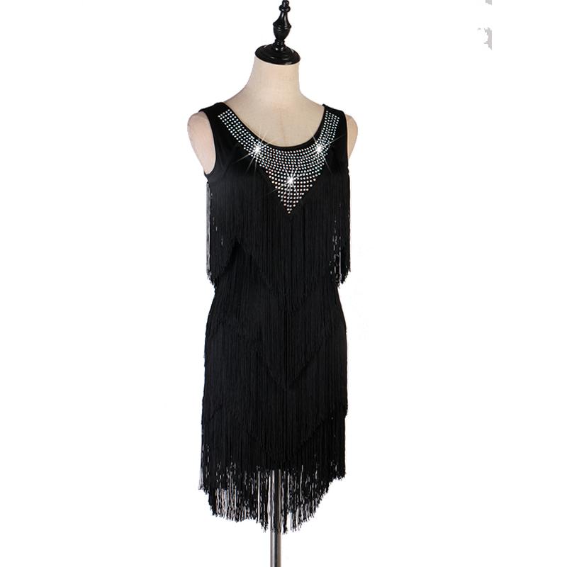 Customisable-Spandex Tassel Crystals Latin Dance Dress Competition Dress Performance Dress