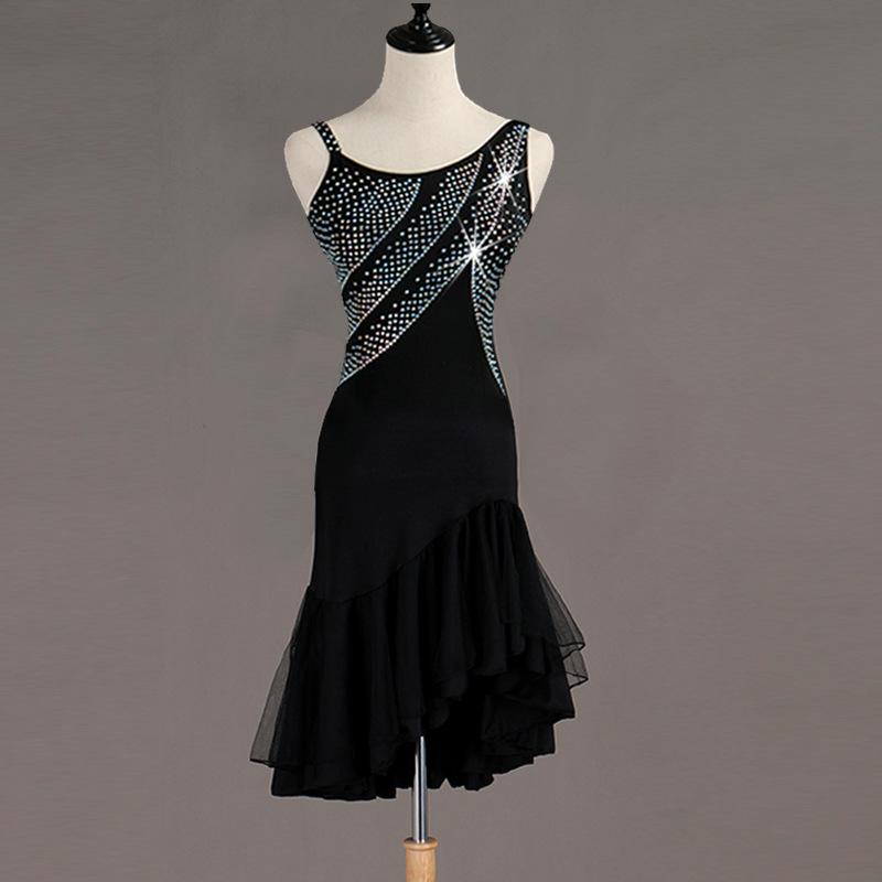 Customisable- Crystals Latin Dance Dress Competition Dress Performance Dress