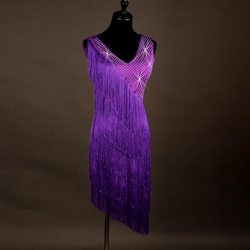 Customisable-Latin Dance Dress Crystals Competition Dress Performance Dress