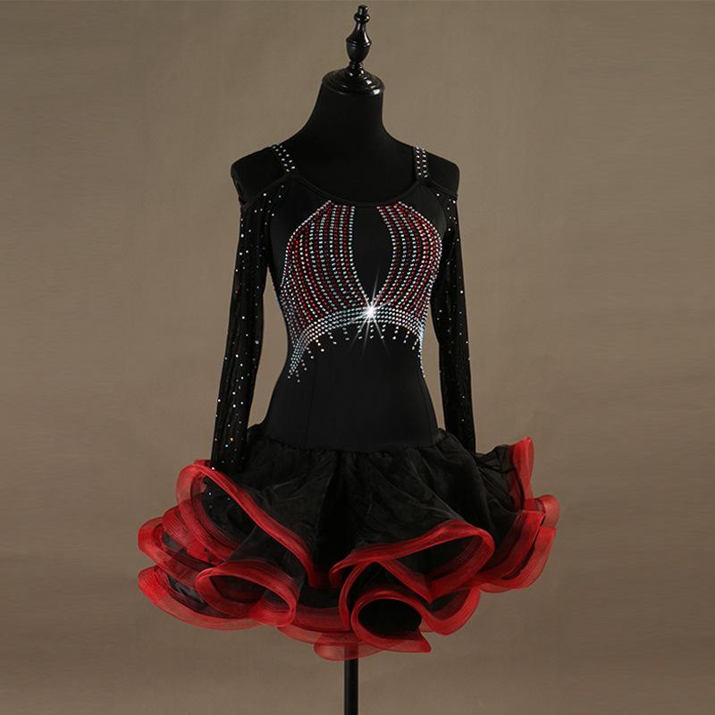 Customisable-Spandex Crystals Latin Dance Dress Competition Dress Performance Dress