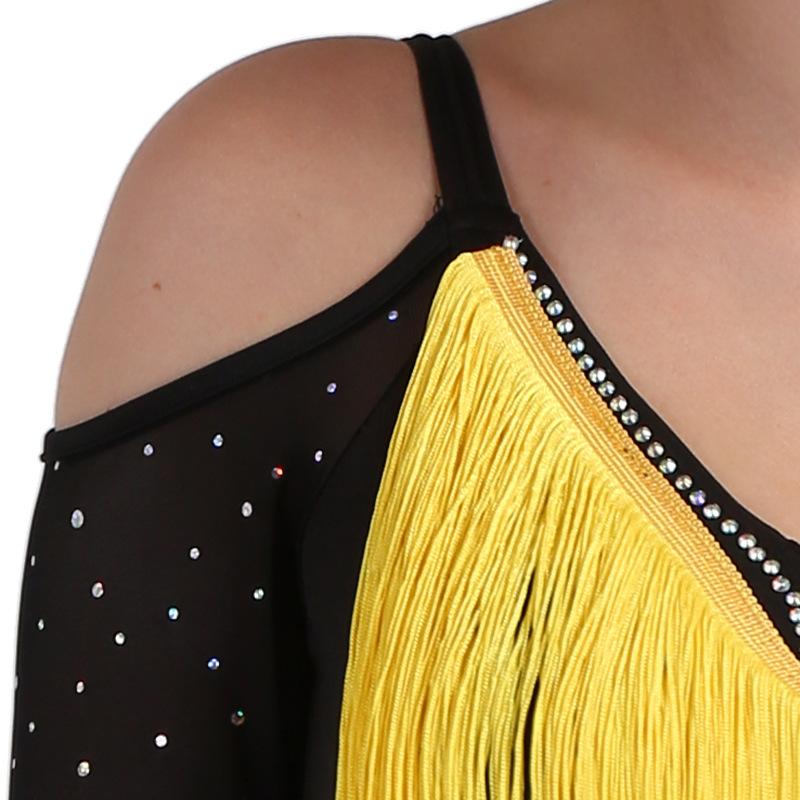 Customisable-Spandex Tassel Crystals Latin Dance Dress Competition Dress Performance Dress