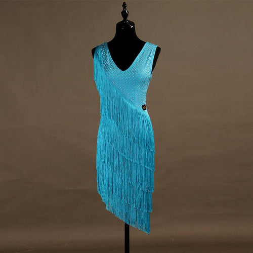 Customisable-Latin Dance Dress Crystals Competition Dress Performance Dress