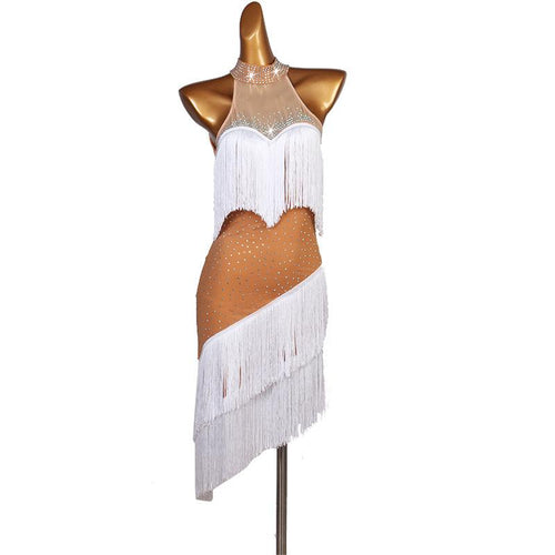Customisable-Spandex Crystals Latin Dance Dress Competition Dress Performance Dress