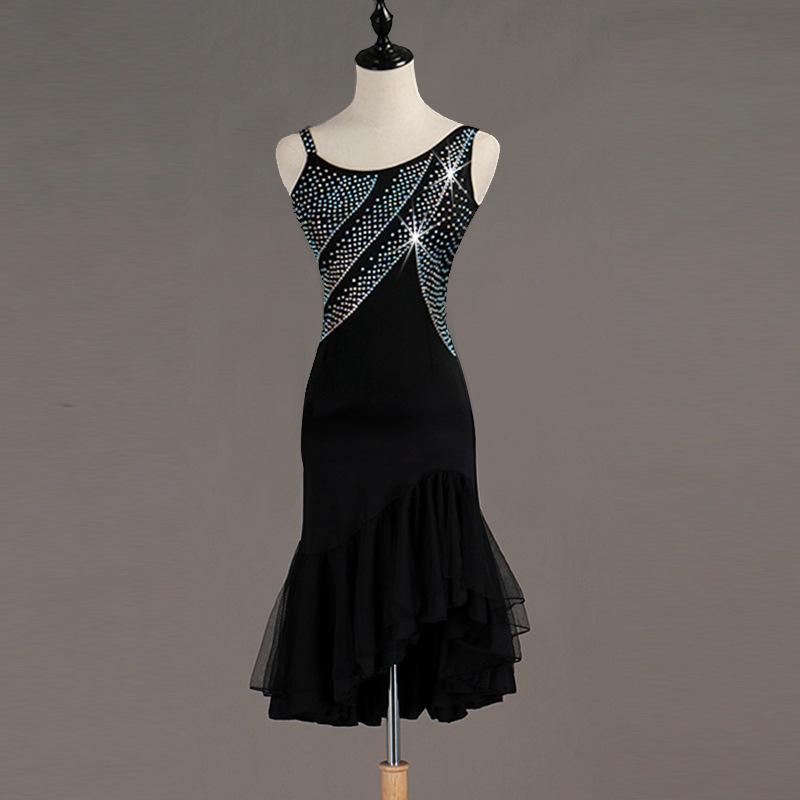 Customisable- Crystals Latin Dance Dress Competition Dress Performance Dress