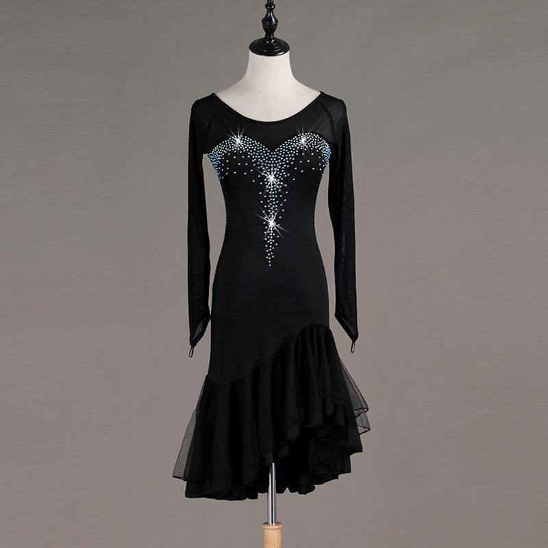 Customisable-Spandex Crystals Latin Dance Dress Competition Dress Performance Dress