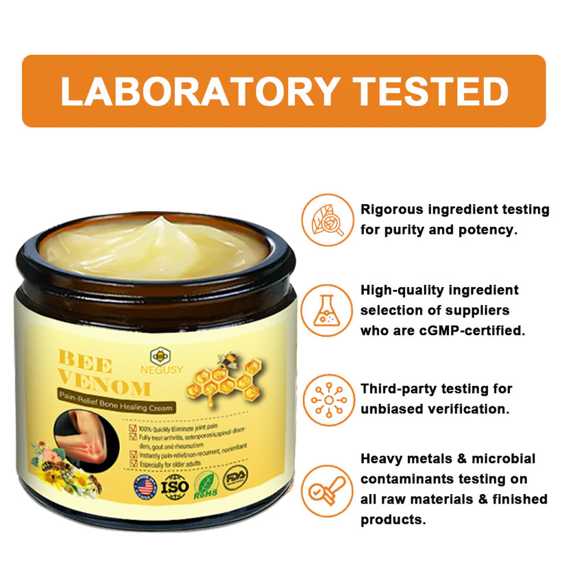 ✅ OFFICIAL STORE: NEGUSY™ Bee Venom Pain Relief Bone Healing Cream 👨⚕️ American Academy of Orthopaedic Surgery (AAOS) certified (Reduces joint swelling, pain, stiffness, redness, warmth, soreness and joint fatigue).