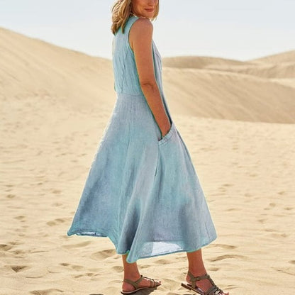 🔥 Last Day Promotion 48% OFF 🔥Women's Sleeveless Cotton And Linen Dress