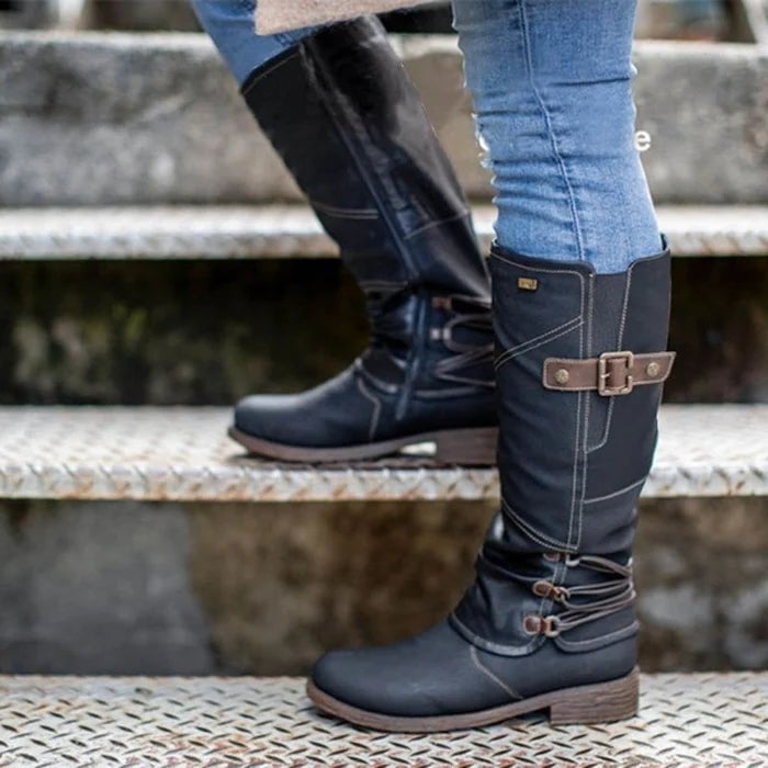 [Free Shipping]Women's Vintage Leather Zipper High Snow Boots