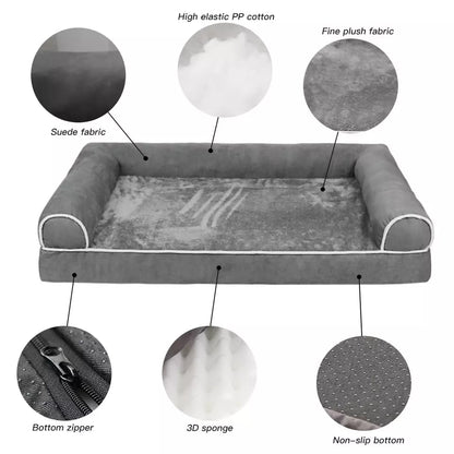 Sofa Dog Bed - Faux Fur & Velvet