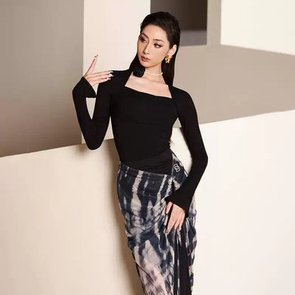 YES Women's Long Sleeves Latin Dance Tops Dance Wear Training Performance Dance Tops