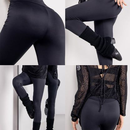 YES Women's Black High Waist Pants Latin Dance Wear Training Performance Pants