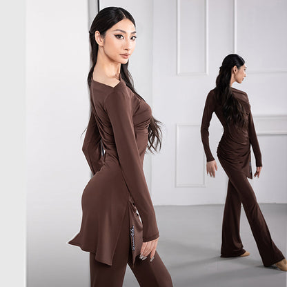 YES Women's Long Sleeves Latin Dance Tops DanceWear Training Performance Dance Tops