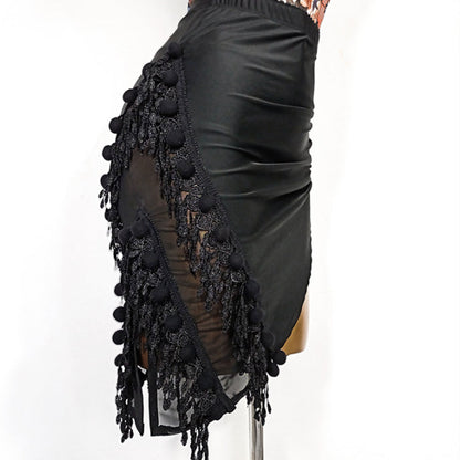 Women's Polyester fibres Latin Ballroom Dance Skirt Dance Wear Training Performance Skirts