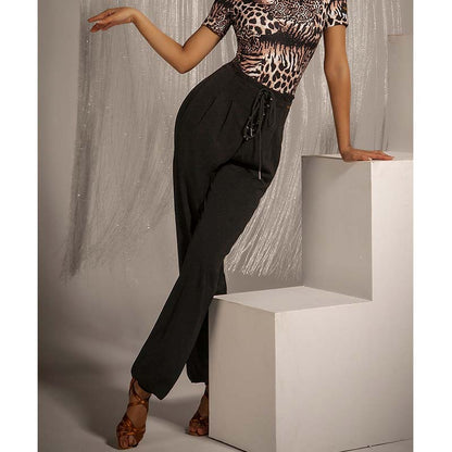WJJ Women's High-waist Rope-tied National Standard Dance Pants Training Clothes