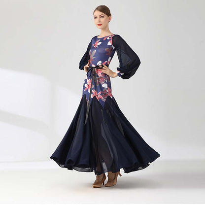 Women's Round Neck Print Modern Ballroom Dance Dress Swing Dress Training Performance Dress